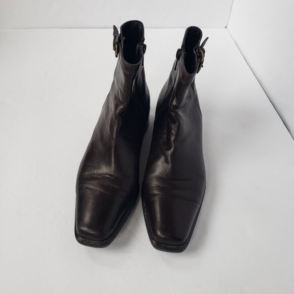 Sante Borella Italian Leather Block Heel Brown Chelsea Ankle Boots - Picture 3 of 12